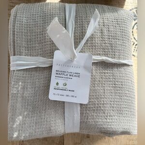 Pottery Barn European Flax Linen Waffle Shower Curtain